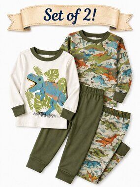Carter’s Baby Boy Dinosaur Pajamas 12 Months NWT 2 Pack Dino PJ Set Green Cotton